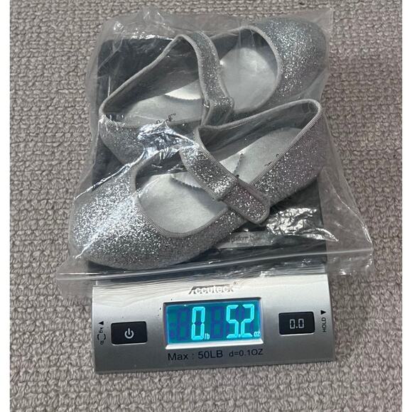 Cat & Jack Silver Glitter Sparkle Velcro Mary Jane Fancy Dress Shoe - Size 9 - Picture 8 of 8
